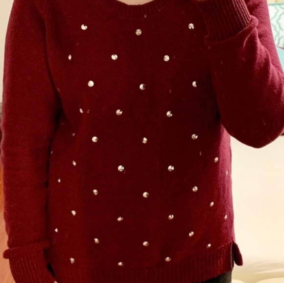 Rock & Republic Sweaters - Women's Rock republic burgundy sweater with studs in a size large